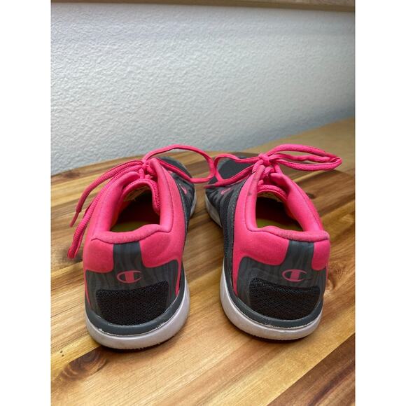 Champion Shoes Womens 5.5 Running Jogging Gray Pink Fabric Lace Up Walking - Picture 6 of 12